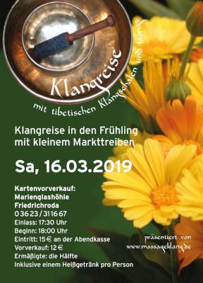 Katrin Leutbecher Klangkonzert Marienglashöhle - Bild vom Flyer für das Frühlingskonzert 16.03.2019