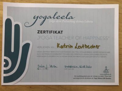 Katrin Leutbecher - Zertifikat für den Yoga Teacher of Happiness